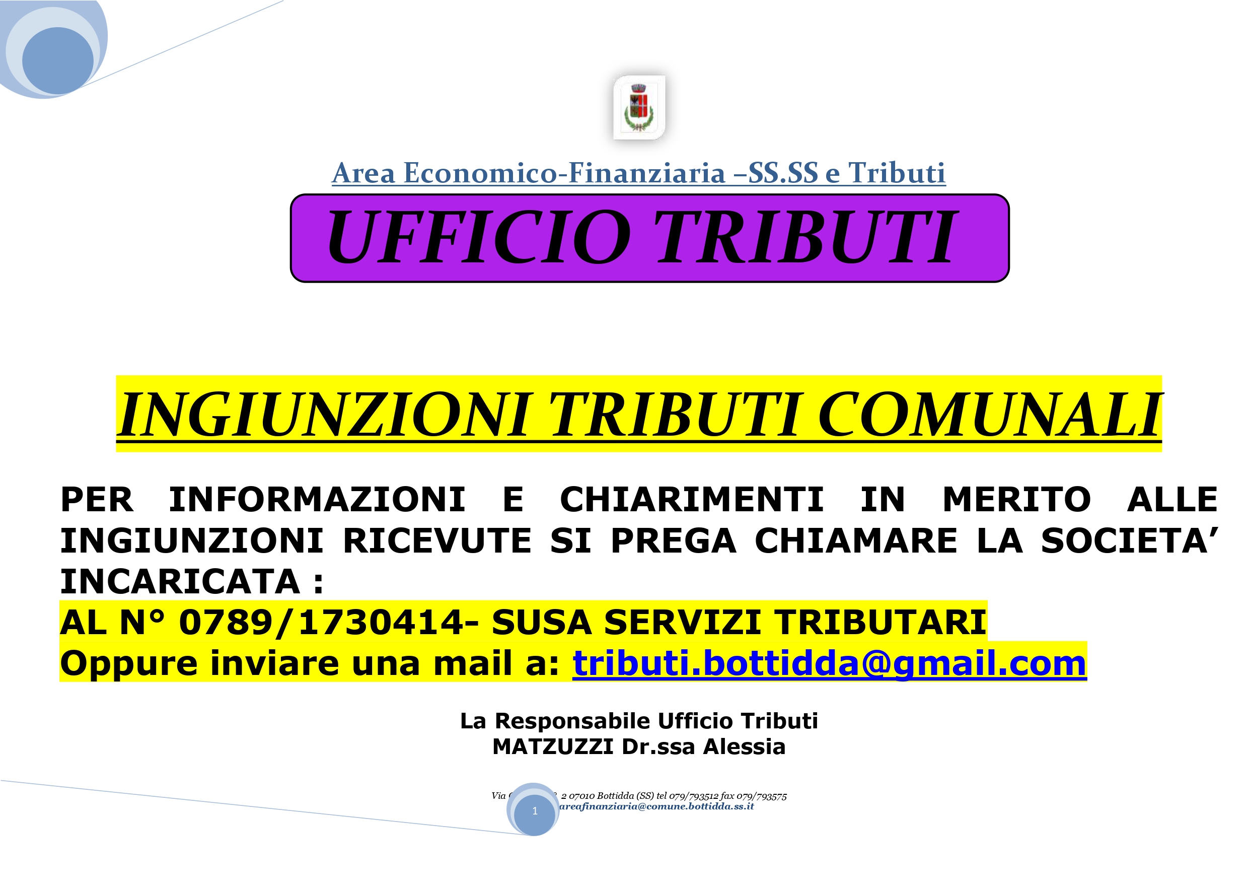 INGIUNZIONI TRIBUTI COMUNALI